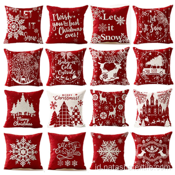 Sarung bantal Nordic Linen Elk Snowflake Christmas Series